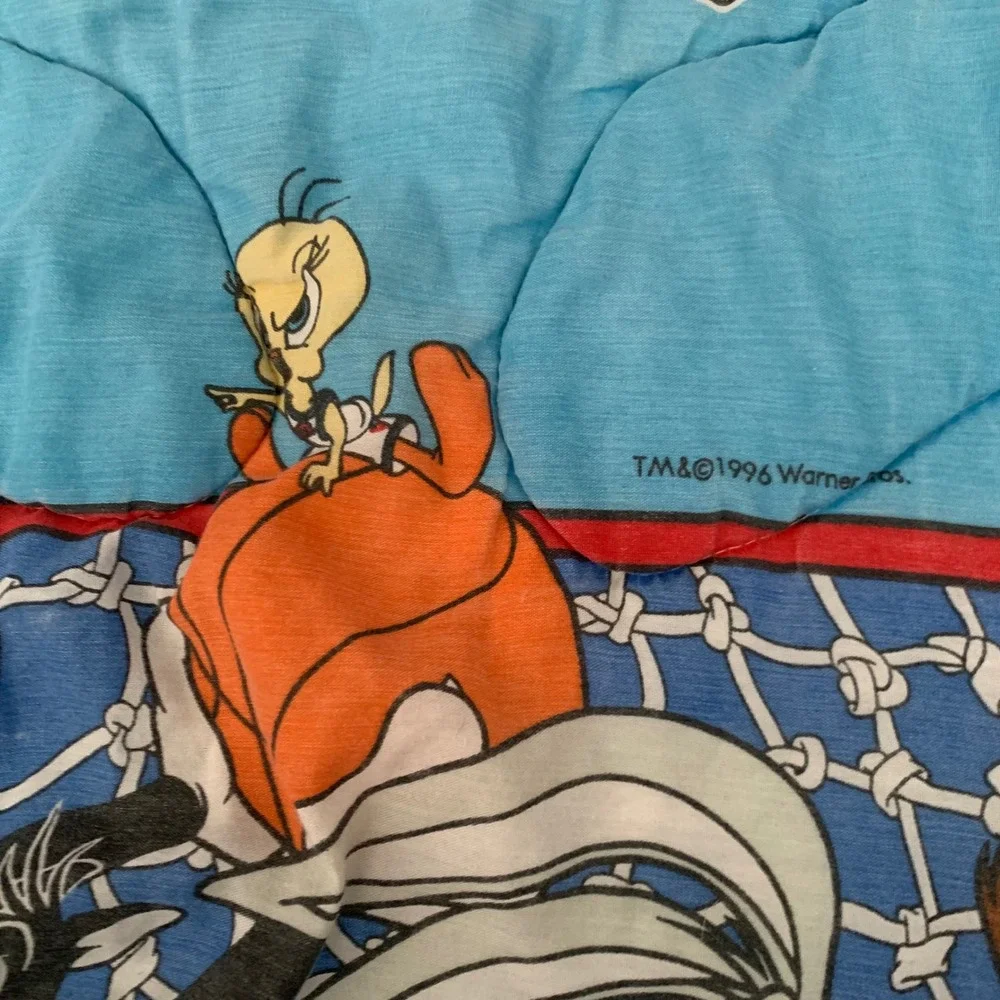 Warner Bros Space Jam Comforter Twin Blue 1996 Vintage Tune Squad Michael Jordan